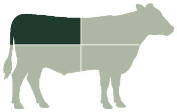 Cattle outline with one quarter shaded